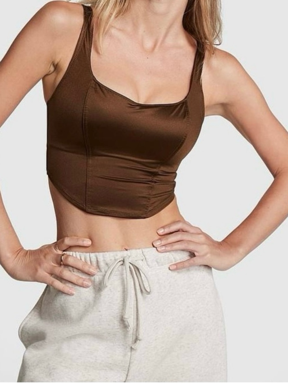 Victoria's Secret Brown Satin Crop Tank
